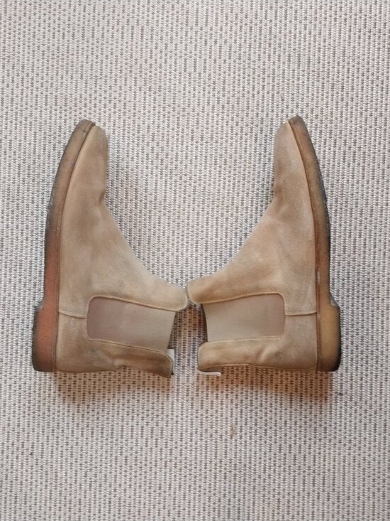 Common Project Chelsea Ankle Boots Shoes Men 11.5 Beige Suede Casual Rubber Sole